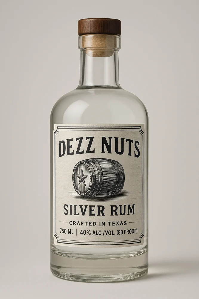 Dezz Nuts Silver Rum bottle